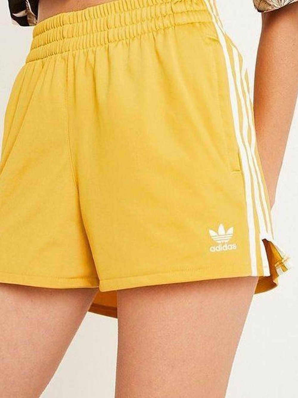 adidas Adicolor Yellow Retro 3-Stripe Athletic Shorts XS